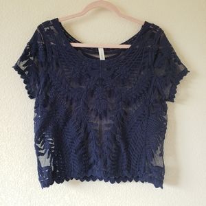 Aeropostale Dark Navy Blue Lace Top